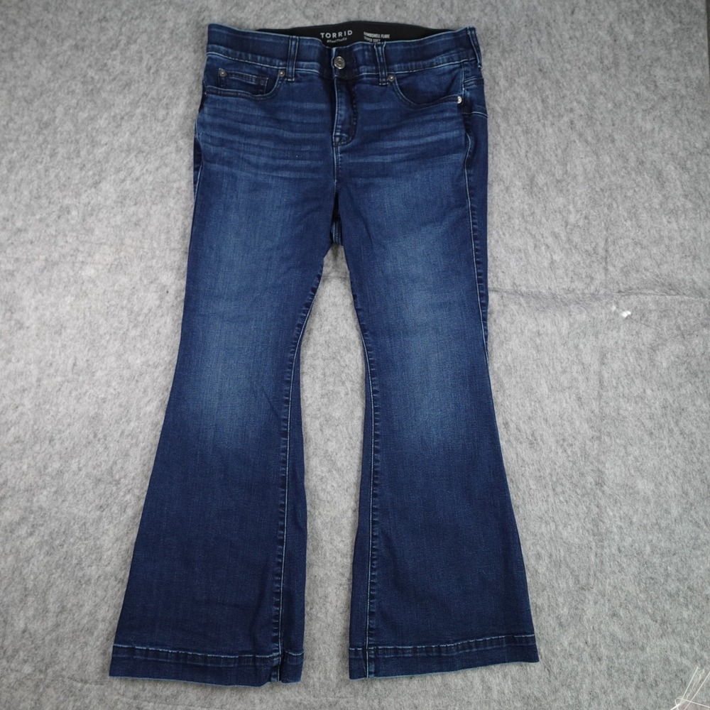 Torrid Jeans Women 14 Short Blue Bombshell Flare Super Soft Stretch Denim